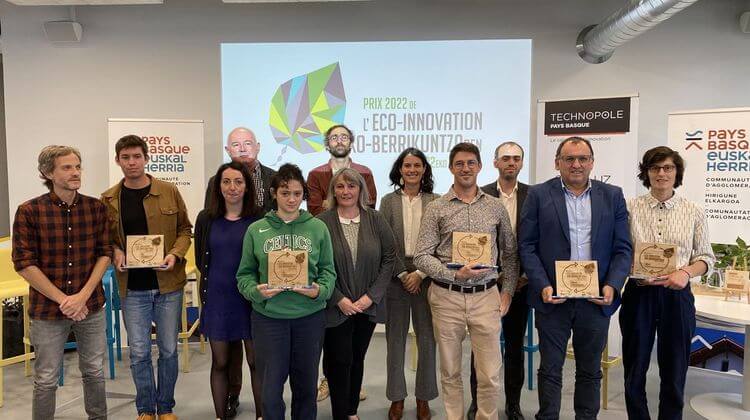 Les lauréats de l'appel à projets Eco-Innovation organisé par la Communauté d'Agglo Pays Basque. © CAPB
